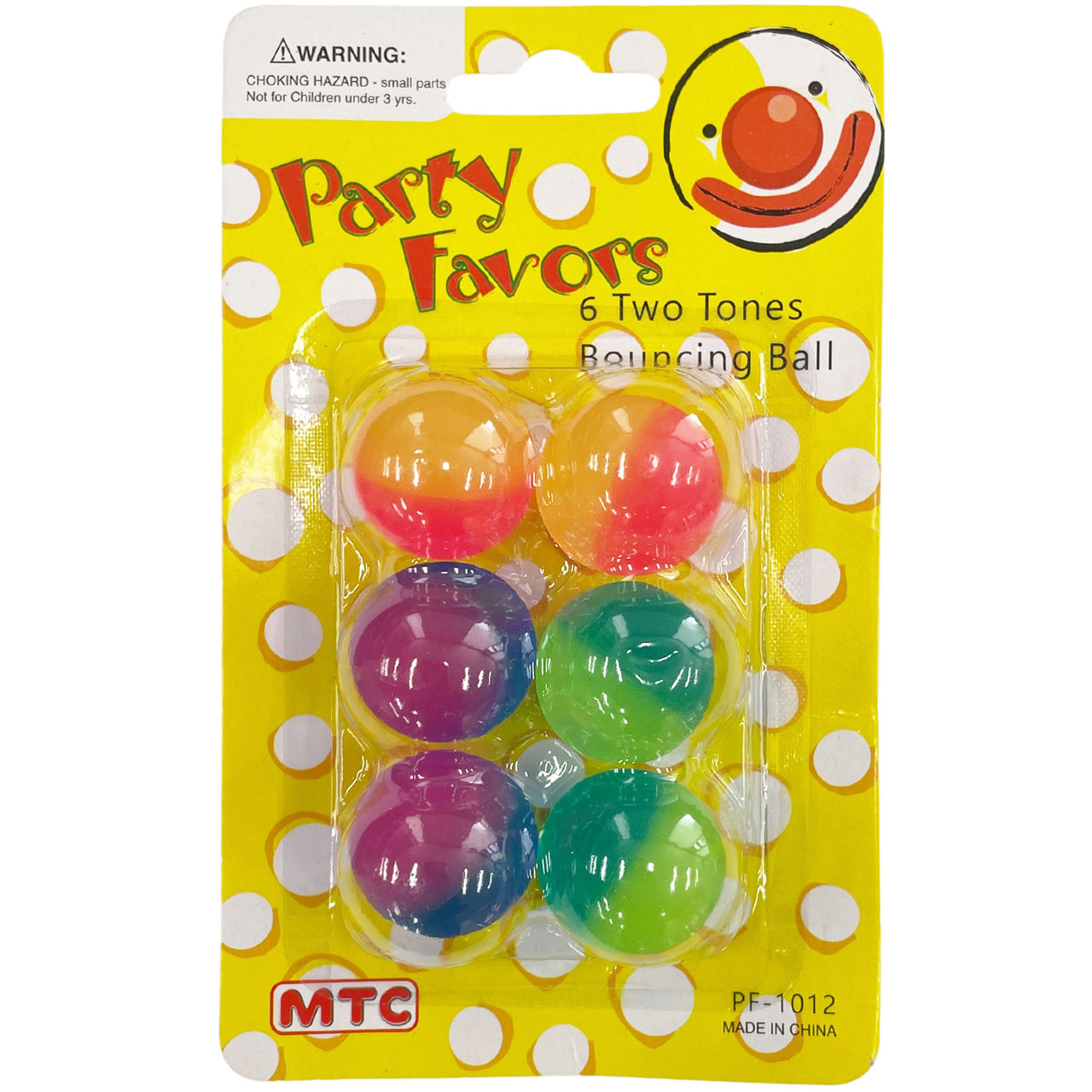 6  Pcs. 1" Bouncing Ball - Two Tones (24 Packs)