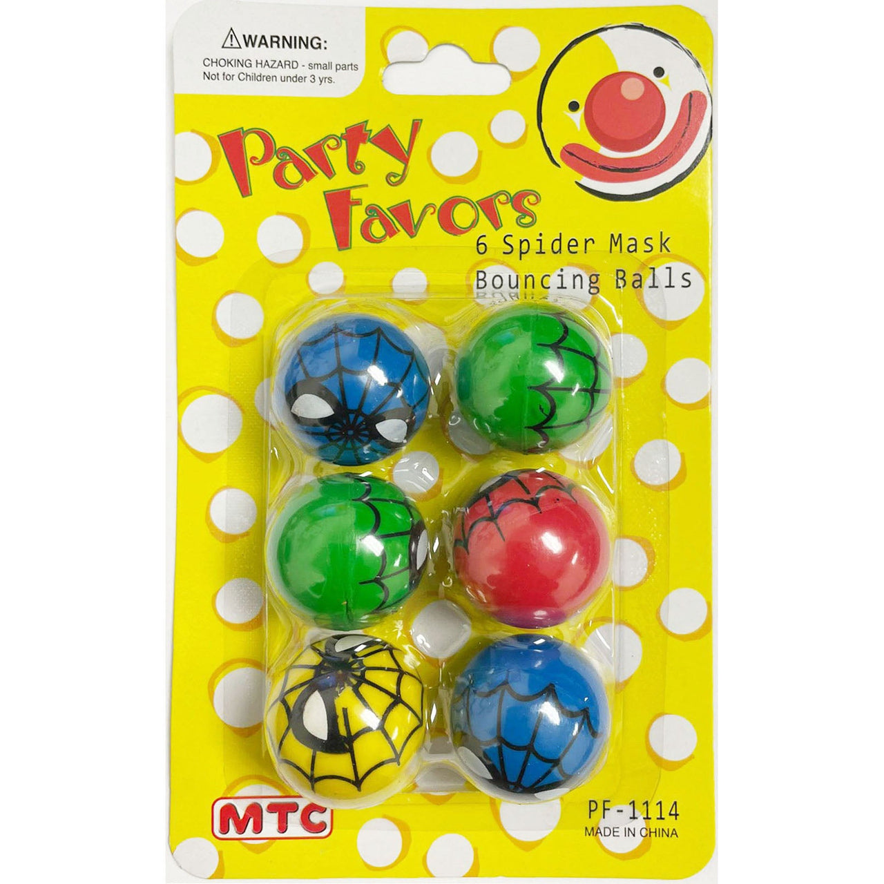 6  Pcs. 1" Bouncing Ball - Spider Mask (24 Packs)