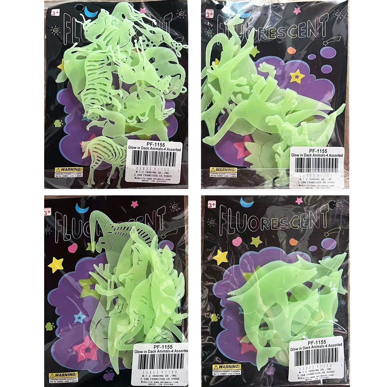 Glow In The Dark Set - Animals (24 Packs)