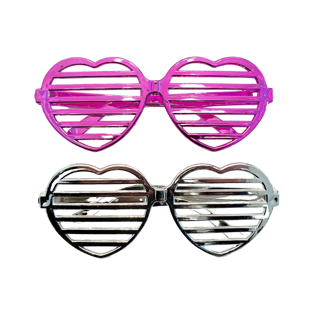 2 Pcs. Shiny Heart Shutter Glasses  - Assorted (24 Packs)