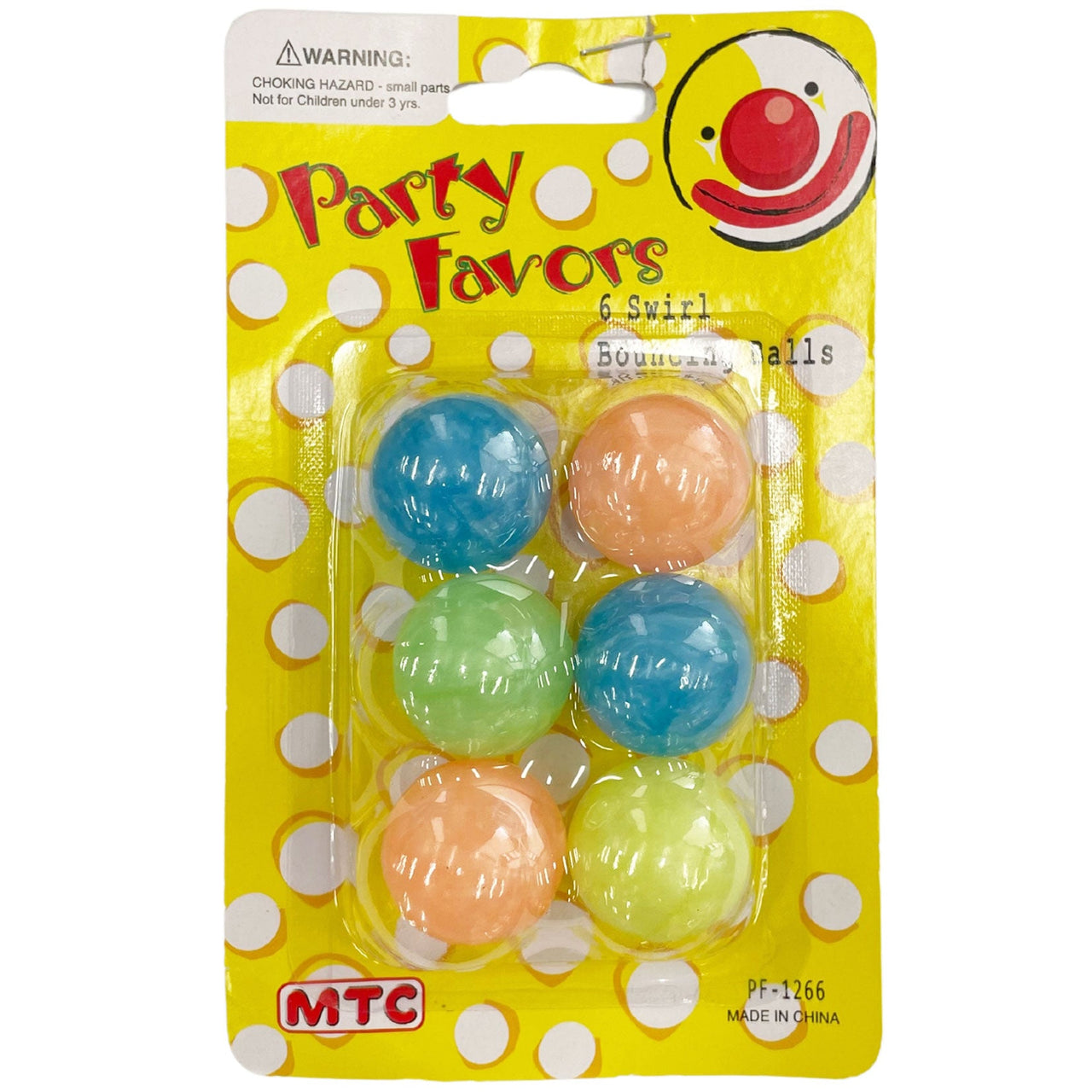 6  Pcs. 1" Bouncing Ball - Swirl (24 Packs)