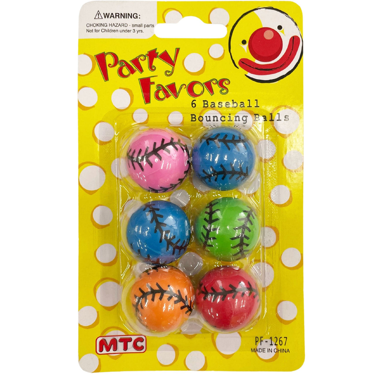 6  Pcs. 1" Bouncing Ball - Baseball (24 Packs)