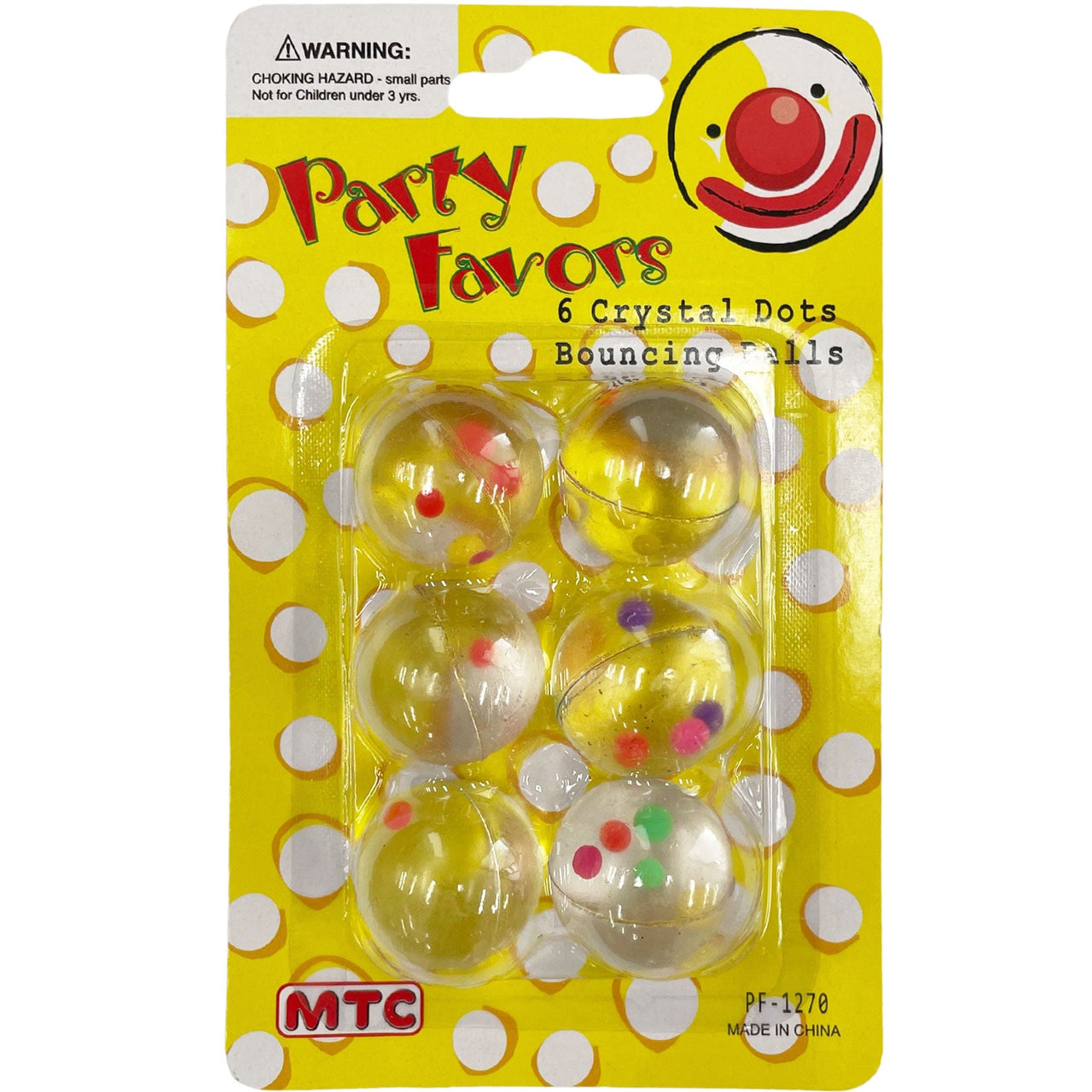 6  Pcs. 1" Bouncing Ball - Crystal Dots (24 Packs)