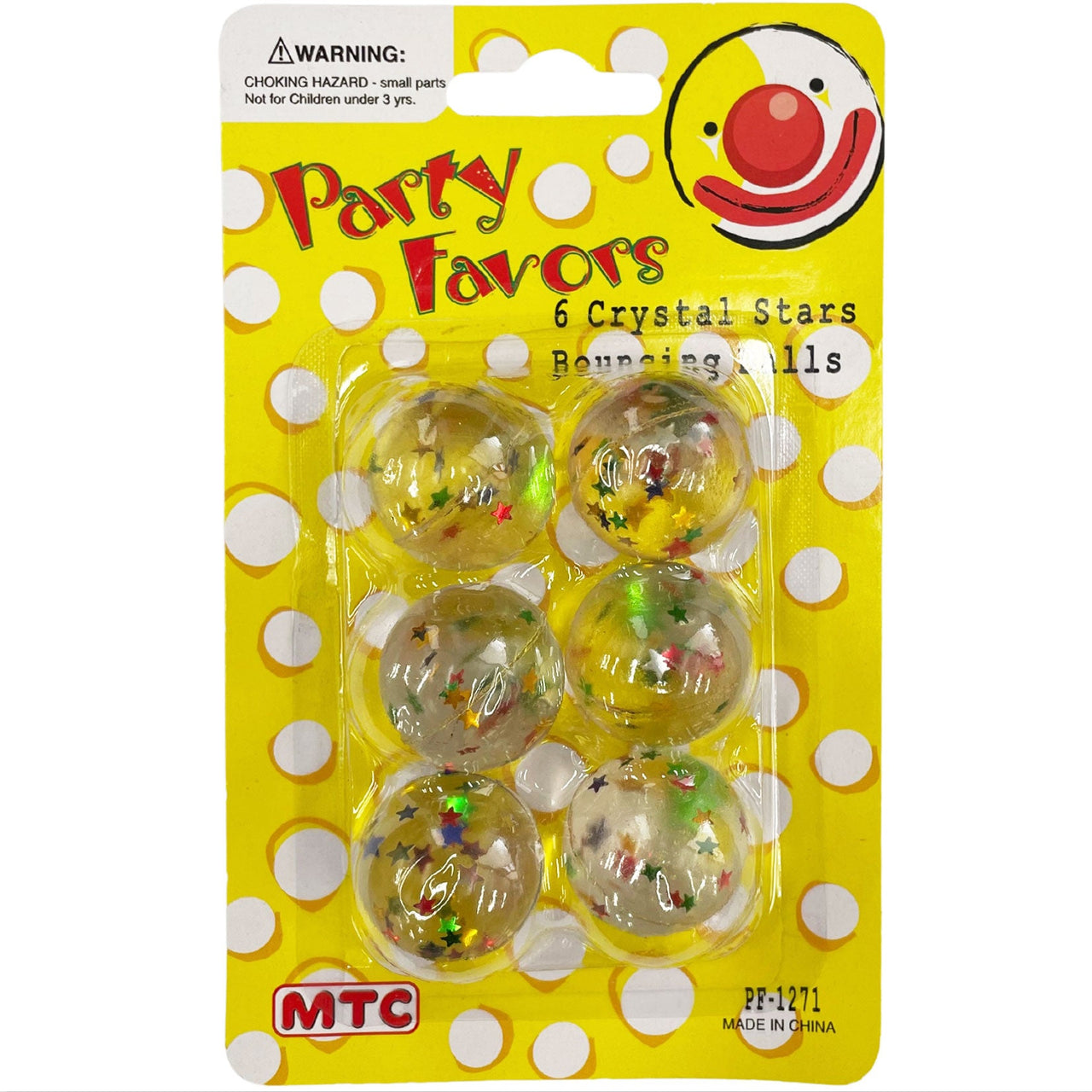 6  Pcs. 1" Bouncing Ball - Crystal Stars (24 Packs)