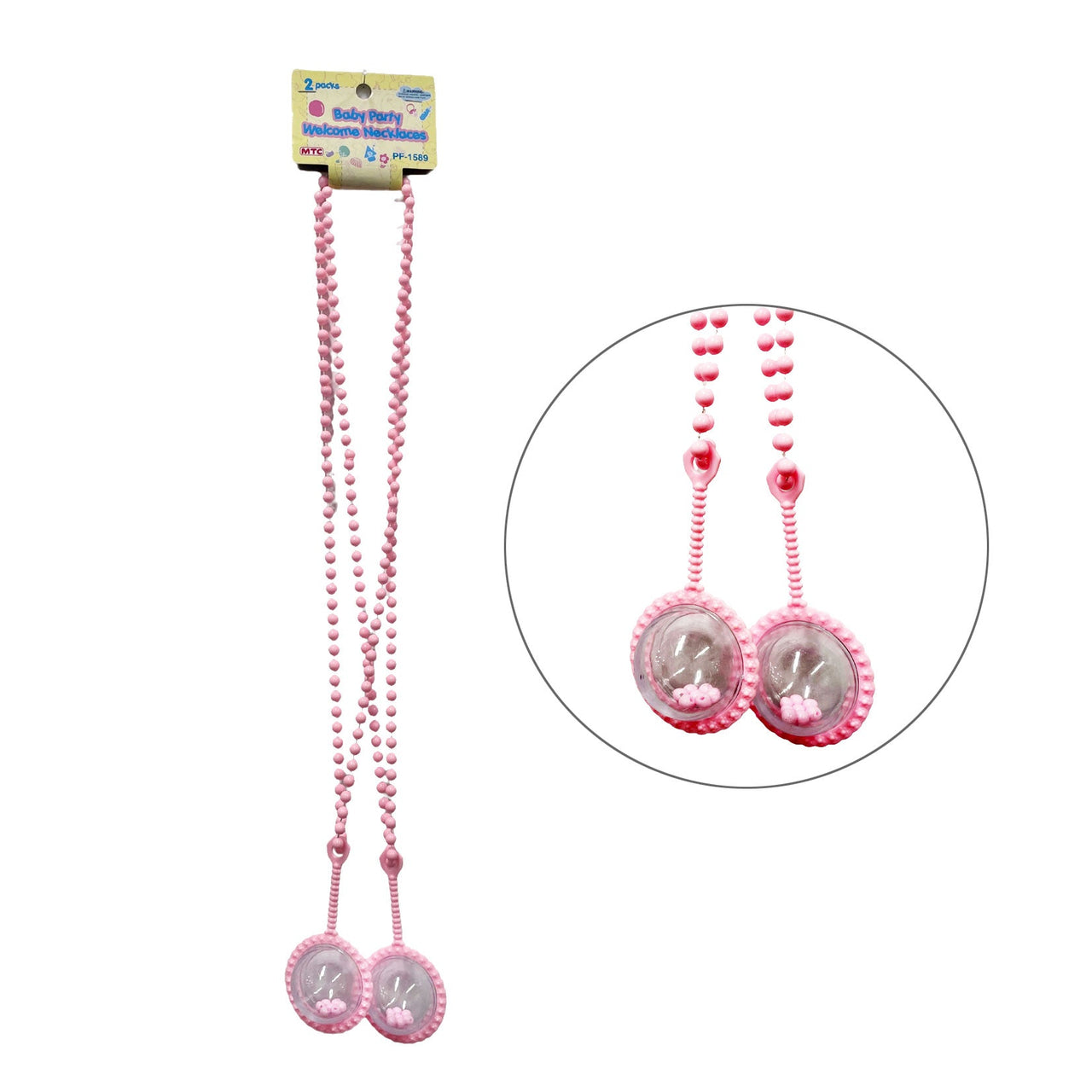 2 Pcs. 30” Rattle Necklace - Pink (24 Packs)