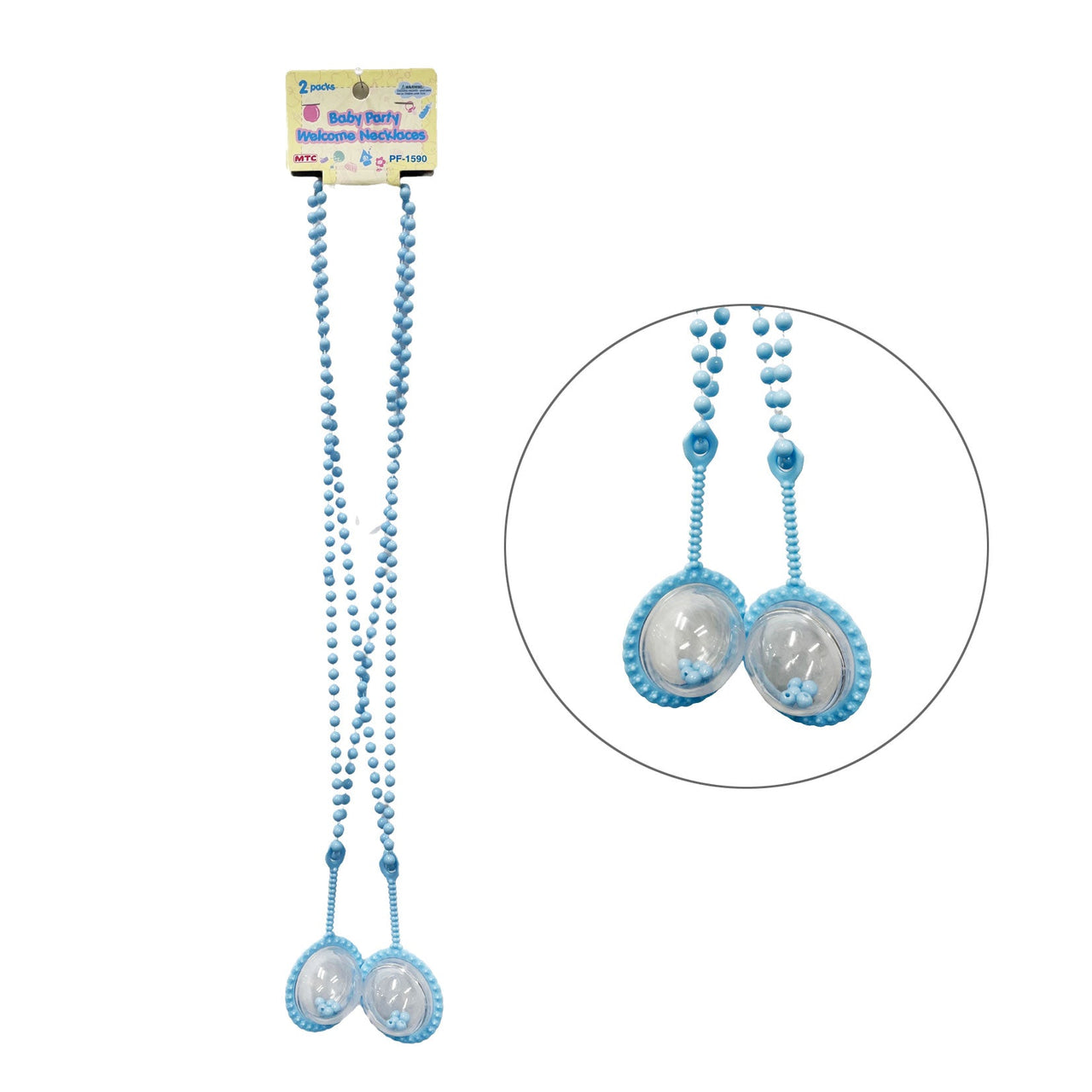 2 Pcs. 30” Rattle Necklace - Blue (24 Packs)