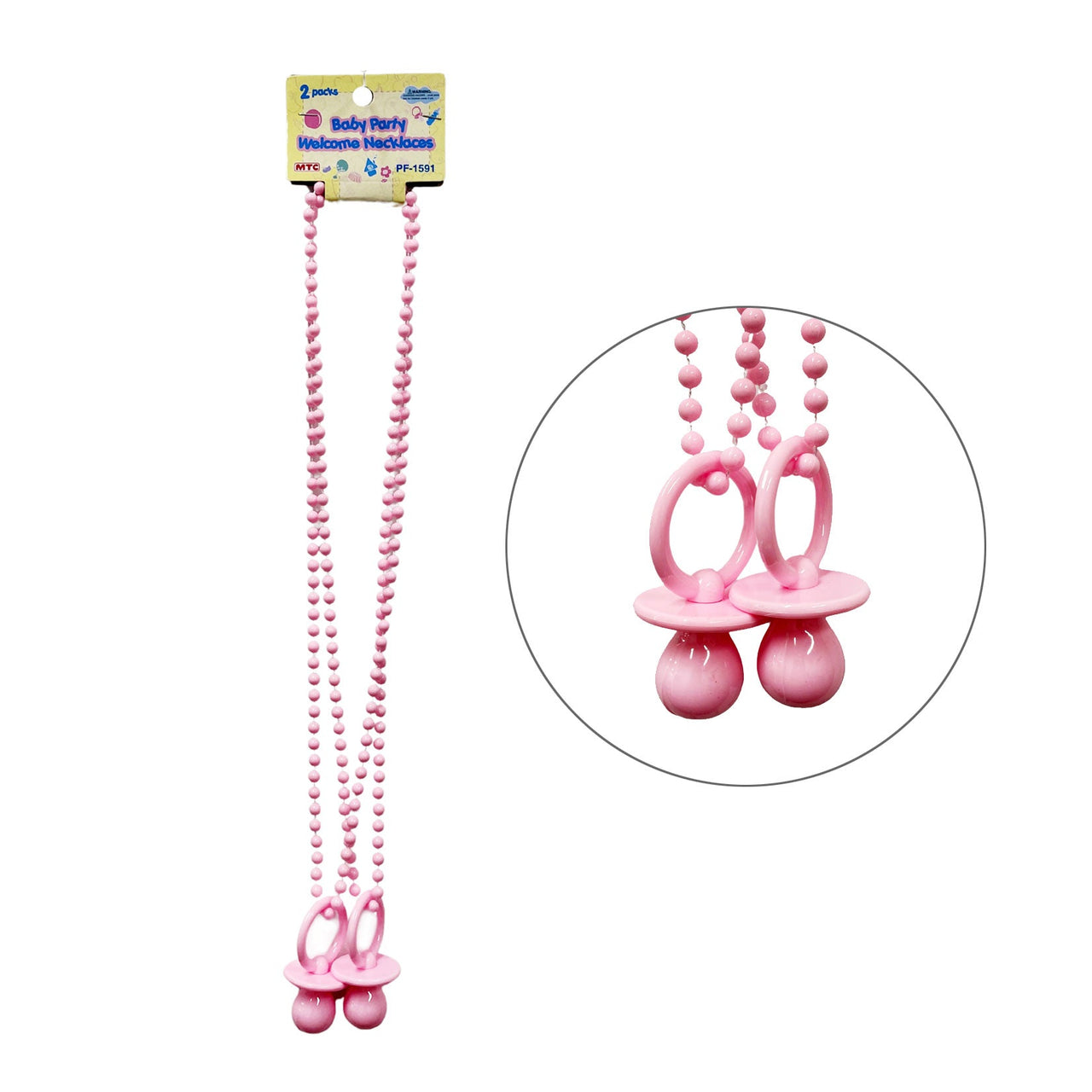 2 Pcs. 30” Pacifier Necklace - Pink (24 Packs)