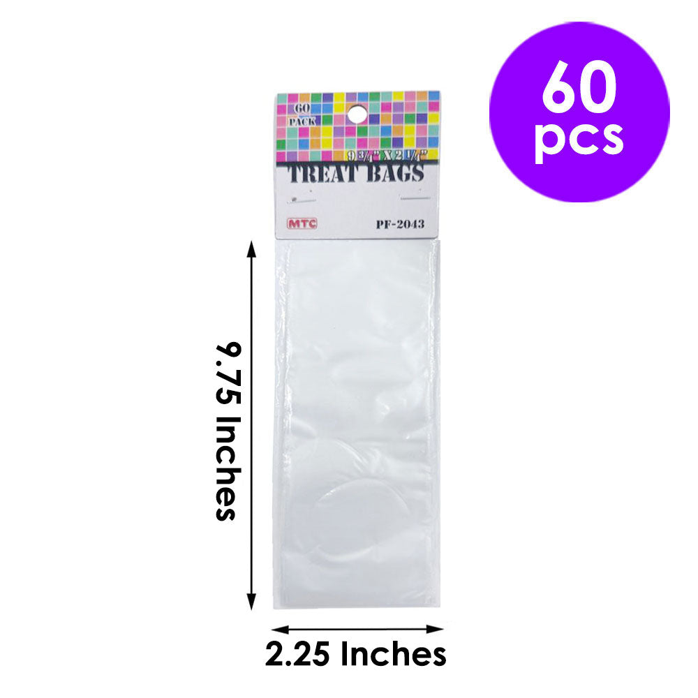 60 Pcs. 9.75"x2.25" Clear Treat Bags (24 Packs)