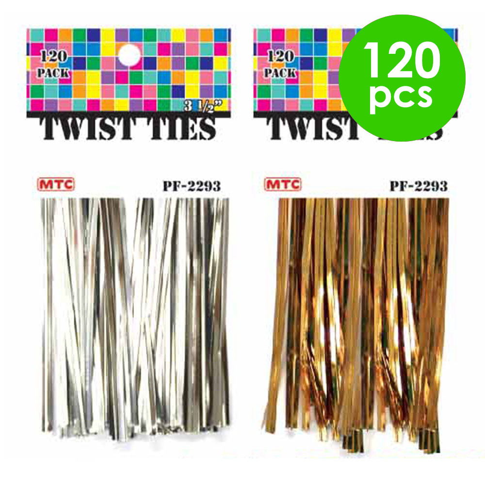 120 Pcs. 3 1/2" Twist Ties - Gold/Silver (24 Packs)