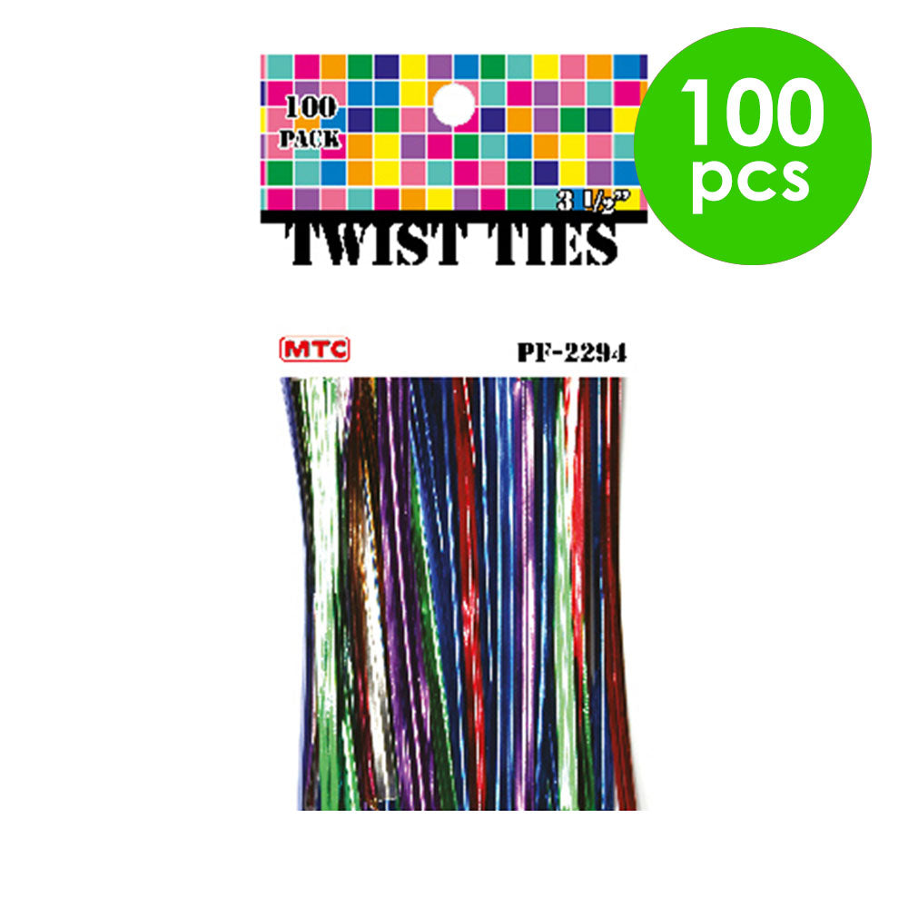 100 Pcs. 3 1/2" Twist Ties - Assorted (24 Packs)