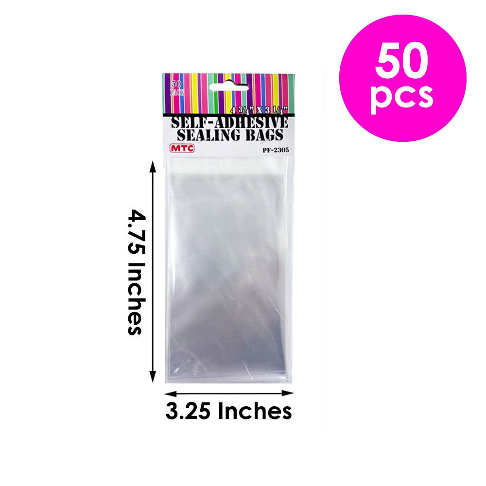 50 Pcs. 4.75"X3.25" Clear Self-Adhesive Bags (24 Packs)