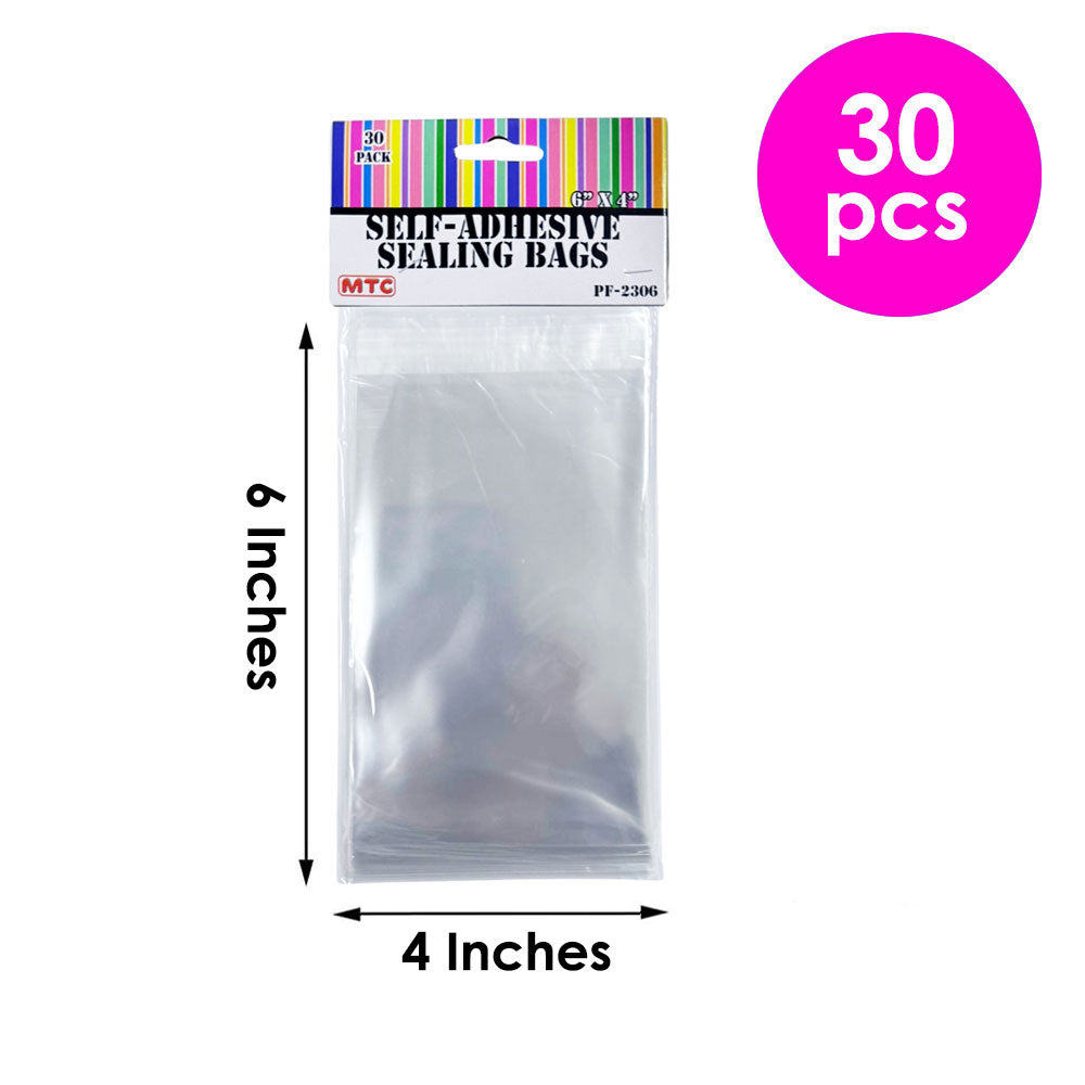30 Pcs. 6"x4" Clear Self-Adhesive Bags (24 Packs)