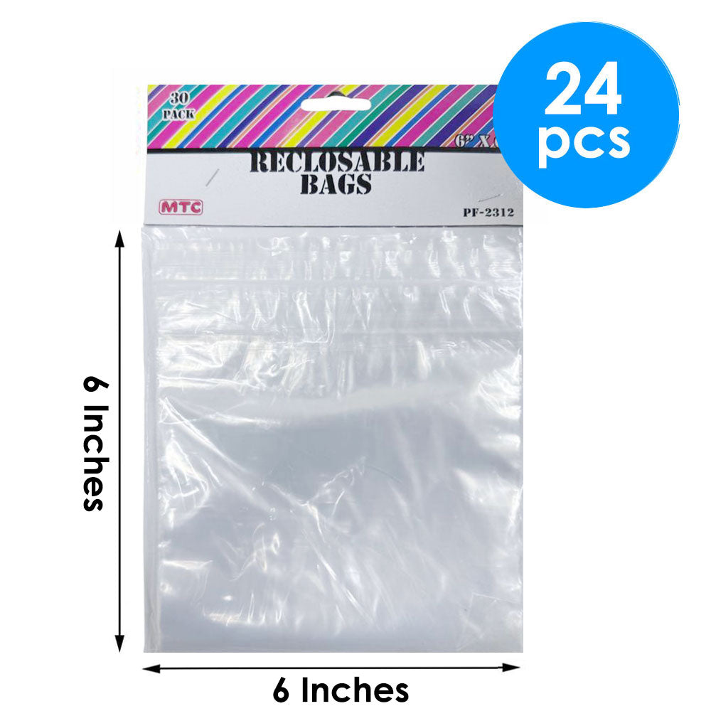 24 Pcs. 6"x6" Clear Reclosable Bags (24 Packs)