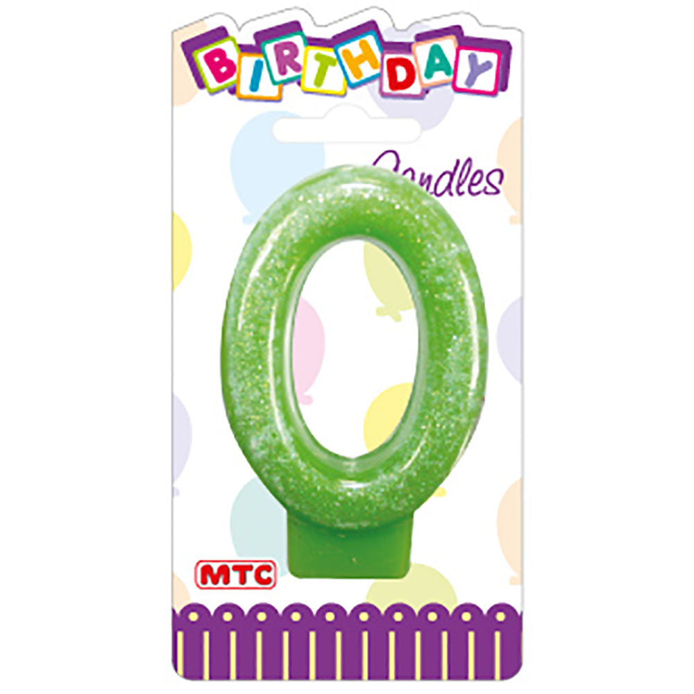 3" Numeral Glittered Candle - #0 (24 Packs)