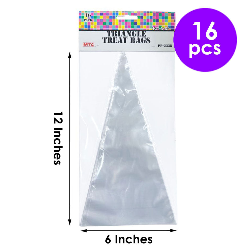 16 Pcs. 6"x12" Clear Triangle Treat Bags (24 Packs)