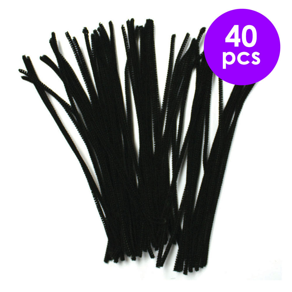 40  Pcs. Chenille Stems - Black (24 Packs)