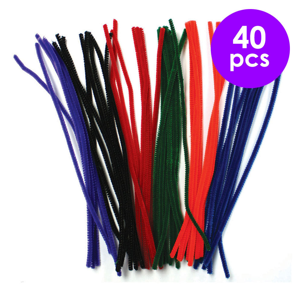 40  Pcs. Chenille Stems - Assorted  Bright Colors (24 Packs)