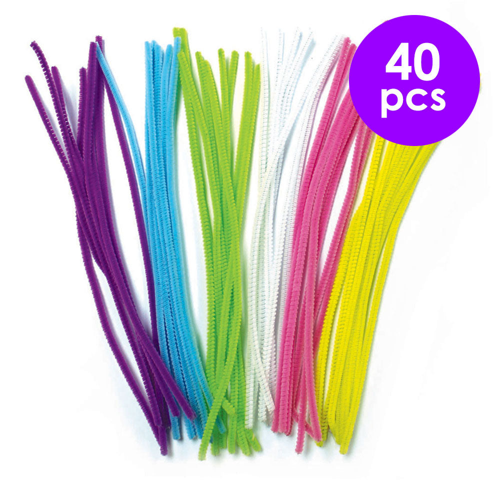 40  Pcs. Chenille Stems - Assorted  Pastel Colors (24 Packs)