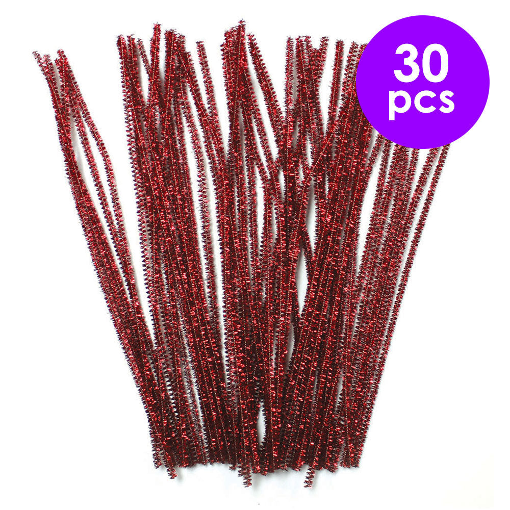 30  Pcs. Metallic Chenille Stems - Red (24 Packs)