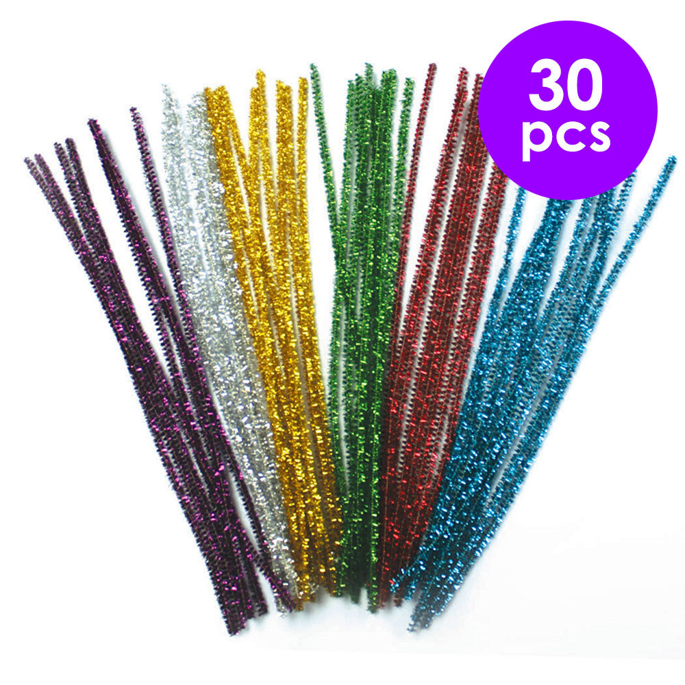 30  Pcs. Metallic Chenille Stems - Assorted  Colors (24 Packs)