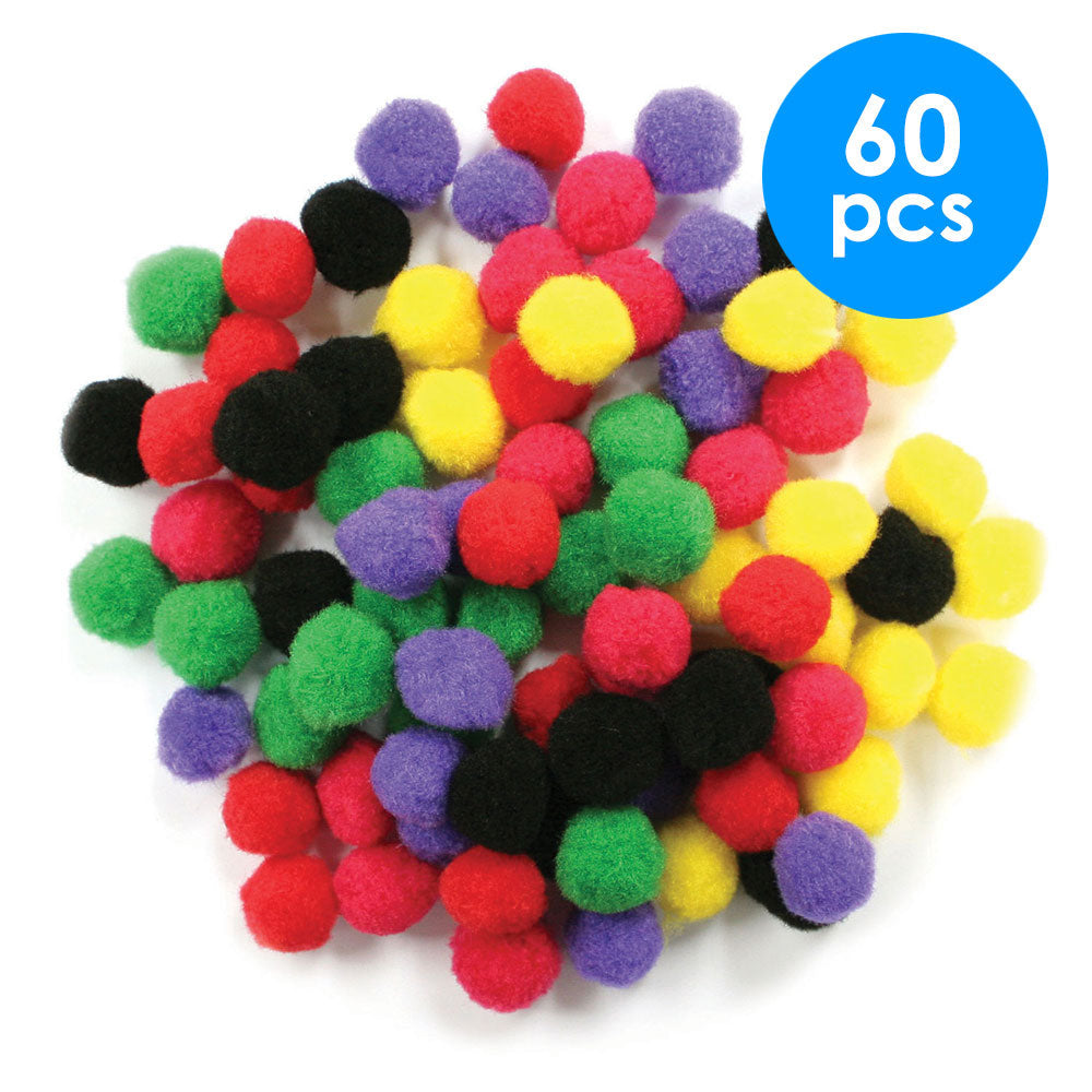 60  Pcs. 1" Pom Poms - Assorted Solid (24 Packs)