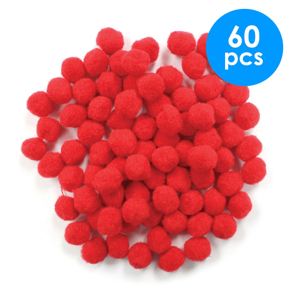 60  Pcs. 1" Pom Poms - Red (24 Packs)