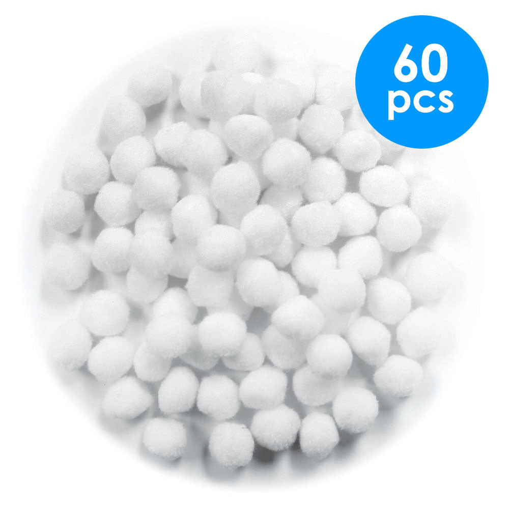 60  Pcs. 1" Pom Poms - White (24 Packs)