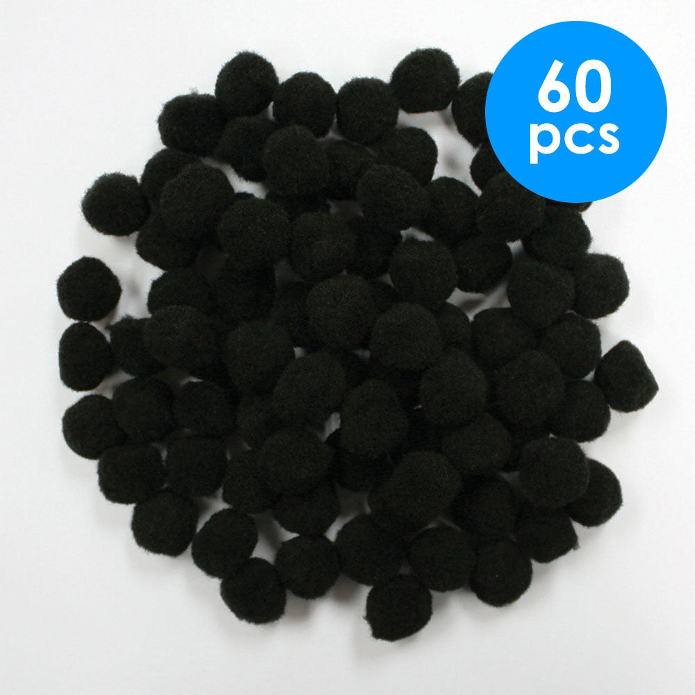80  Pcs. 1" Pom Poms - Black (24 Packs)