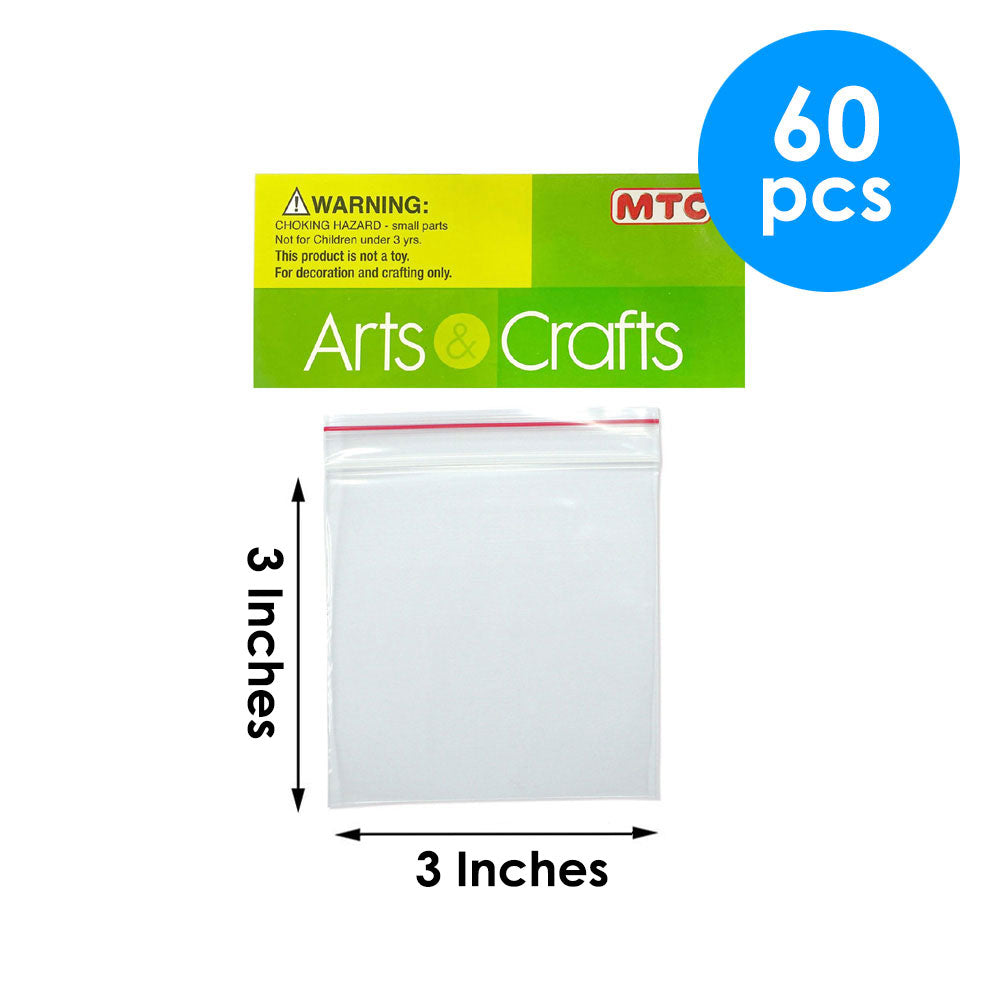 60 Pcs. 3"x3" Clear Reclosable Bags - Red Seal (24 Packs)