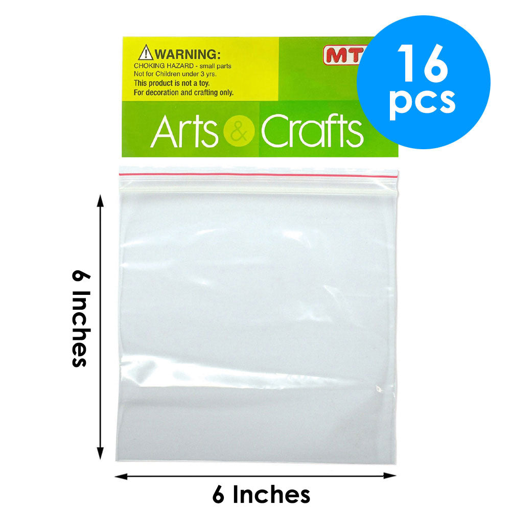 16 Pcs. 6"x"6 Clear Reclosable Bags - Red Seal (24 Packs)