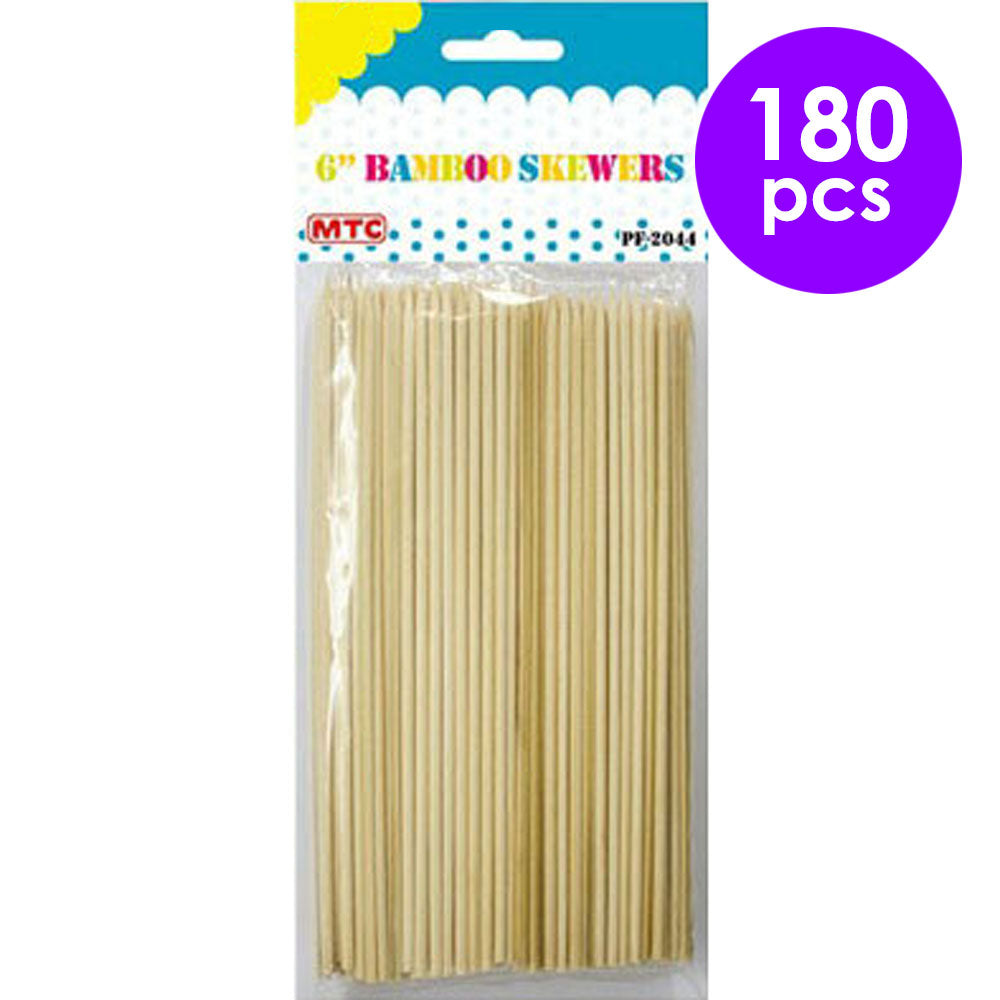 180 Pcs. 6" Bamboo Skewers (24 Packs)