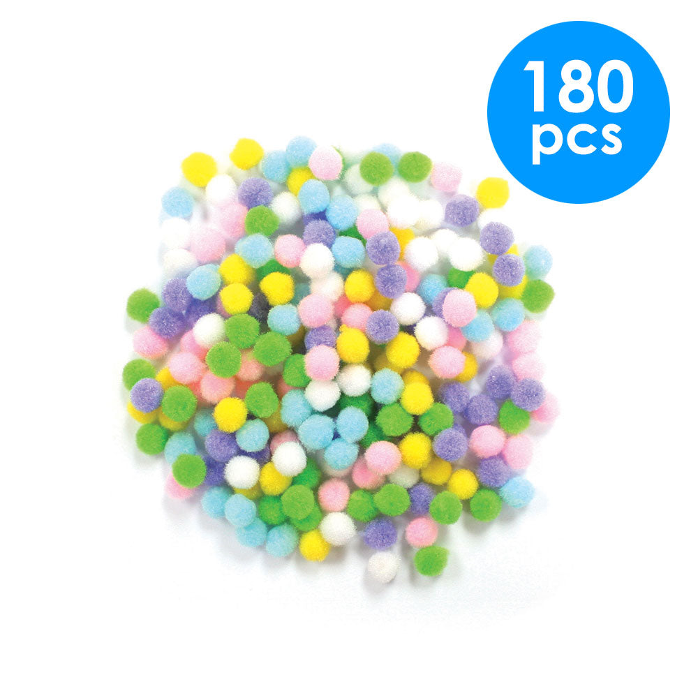 180  Pcs. 0.5" Pom Poms - Assorted Pastel (24 Packs)