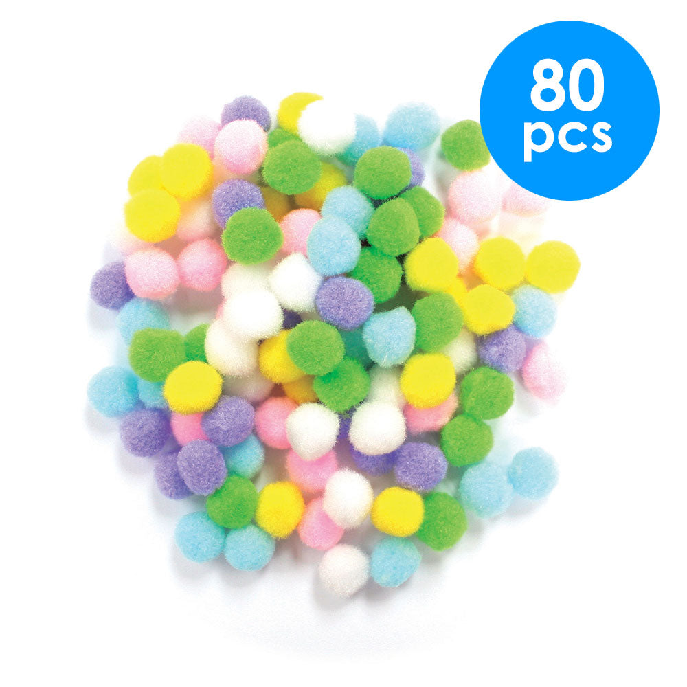 180  Pcs. 0.5" Pom Poms - Assorted Pastel (24 Packs)