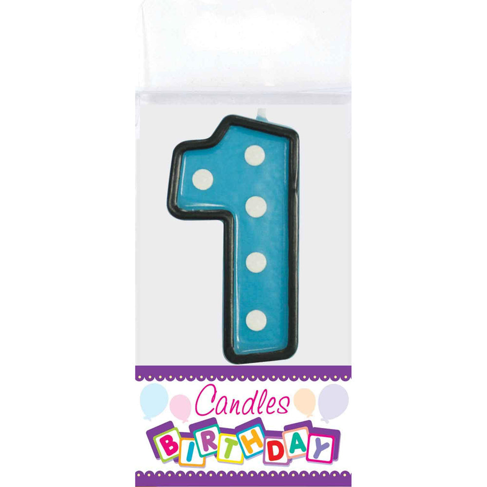 2.5" Dot Numeral Candle - #1 Blue (24 Packs)