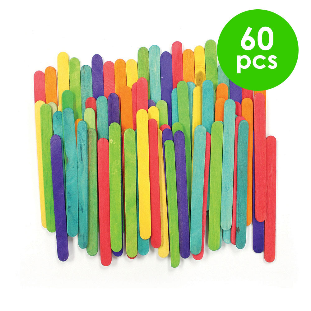 60 Pcs. 4.5" X 0.5" Wood Craft Sticks - Assorted (24 Packs)