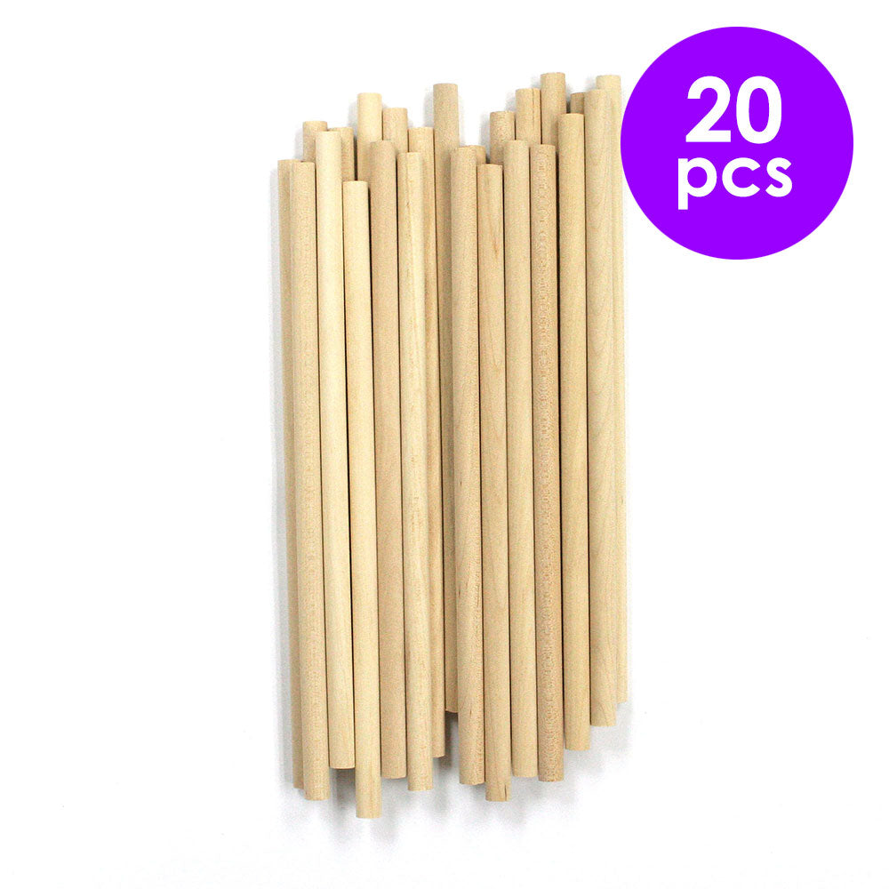 20 Pcs. 1/4"X6" Wood Dowels - Natural (24 Packs)