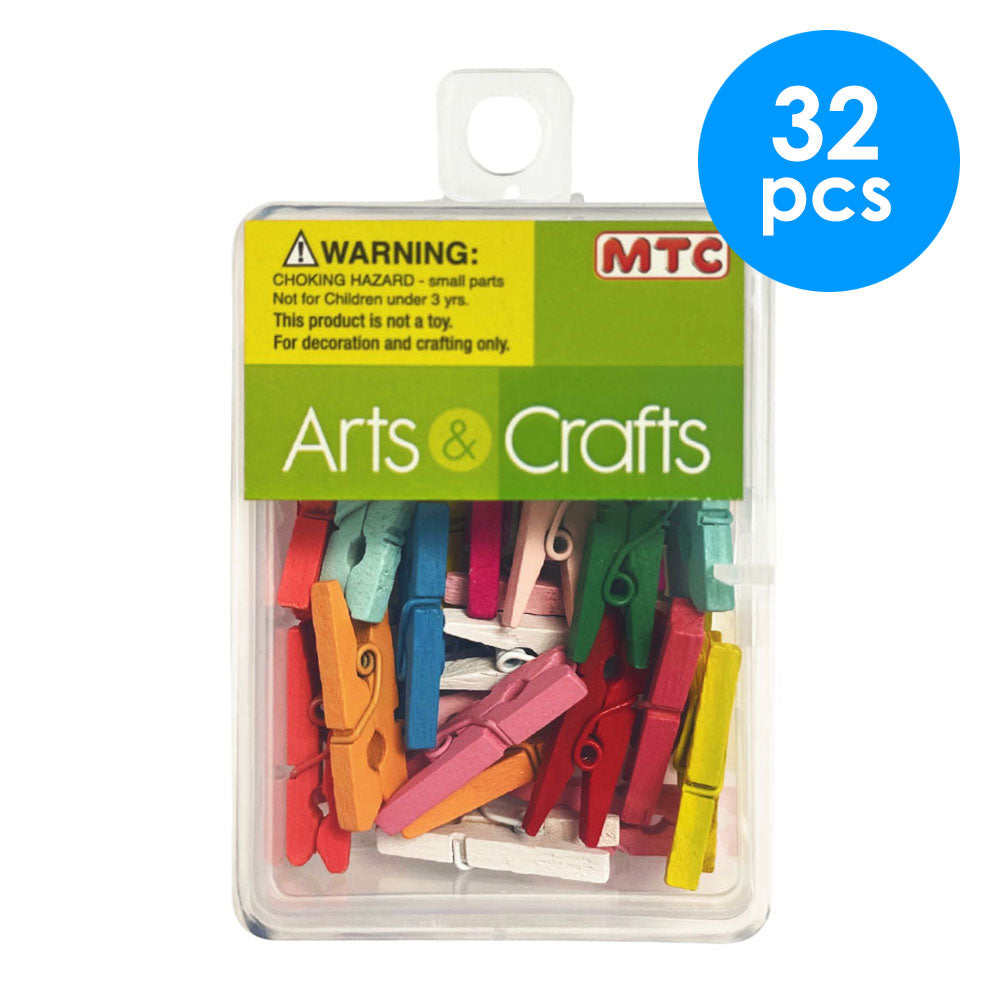 32 Pcs. 1" Wood Clothes Pins - Assorted(24 Packs)