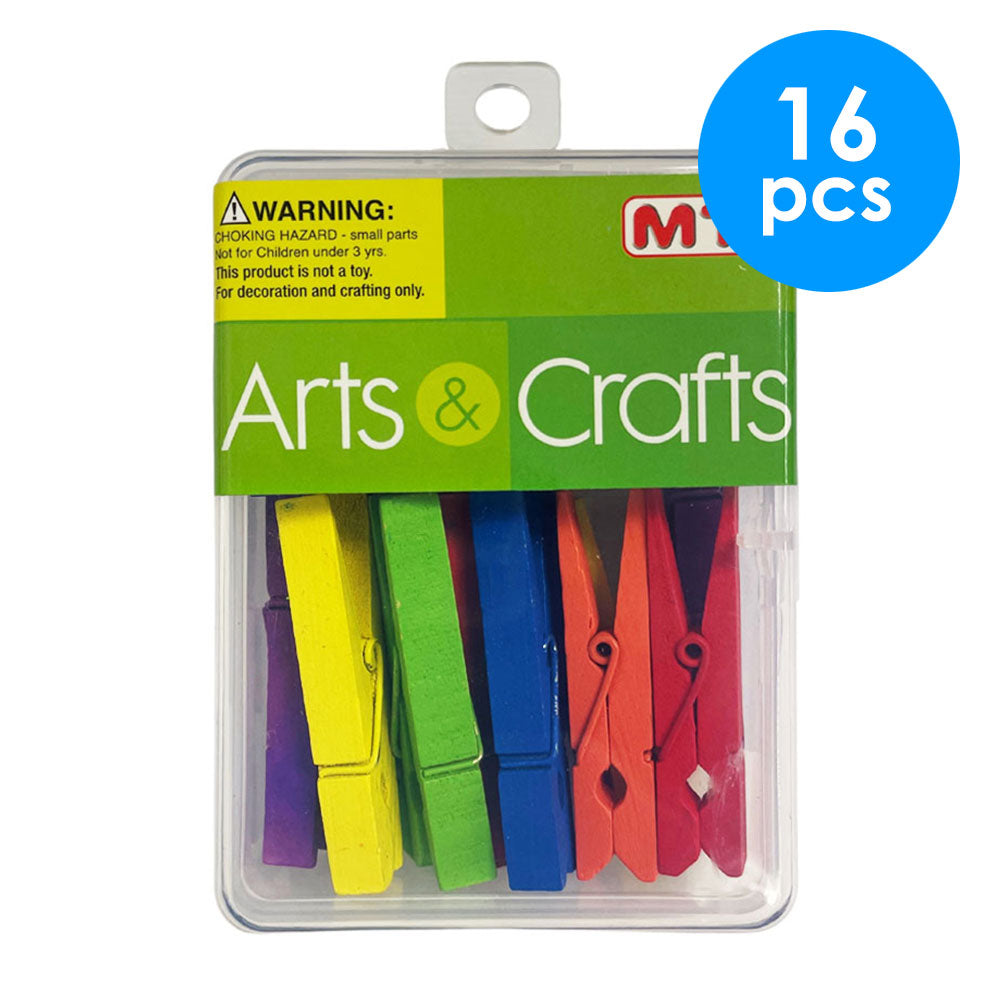 16 Pcs. 2" Wood Clothes Pins - Assorted (24 Packs)