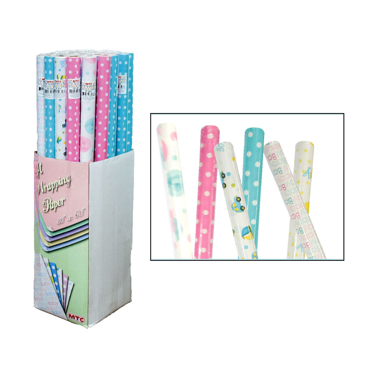 30"x60" Baby Wrapping Paper (Assorted) (72 Rolls)