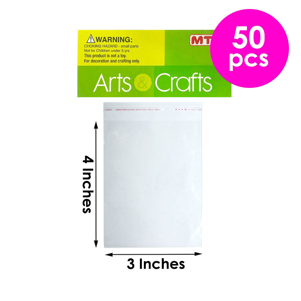 50 Pcs. 3"x4" Clear Self-Adhesive Bags (24 Packs)