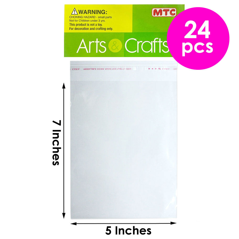 24 Pcs. 5"x7" Clear Self-Adhesive Bags (24 Packs)