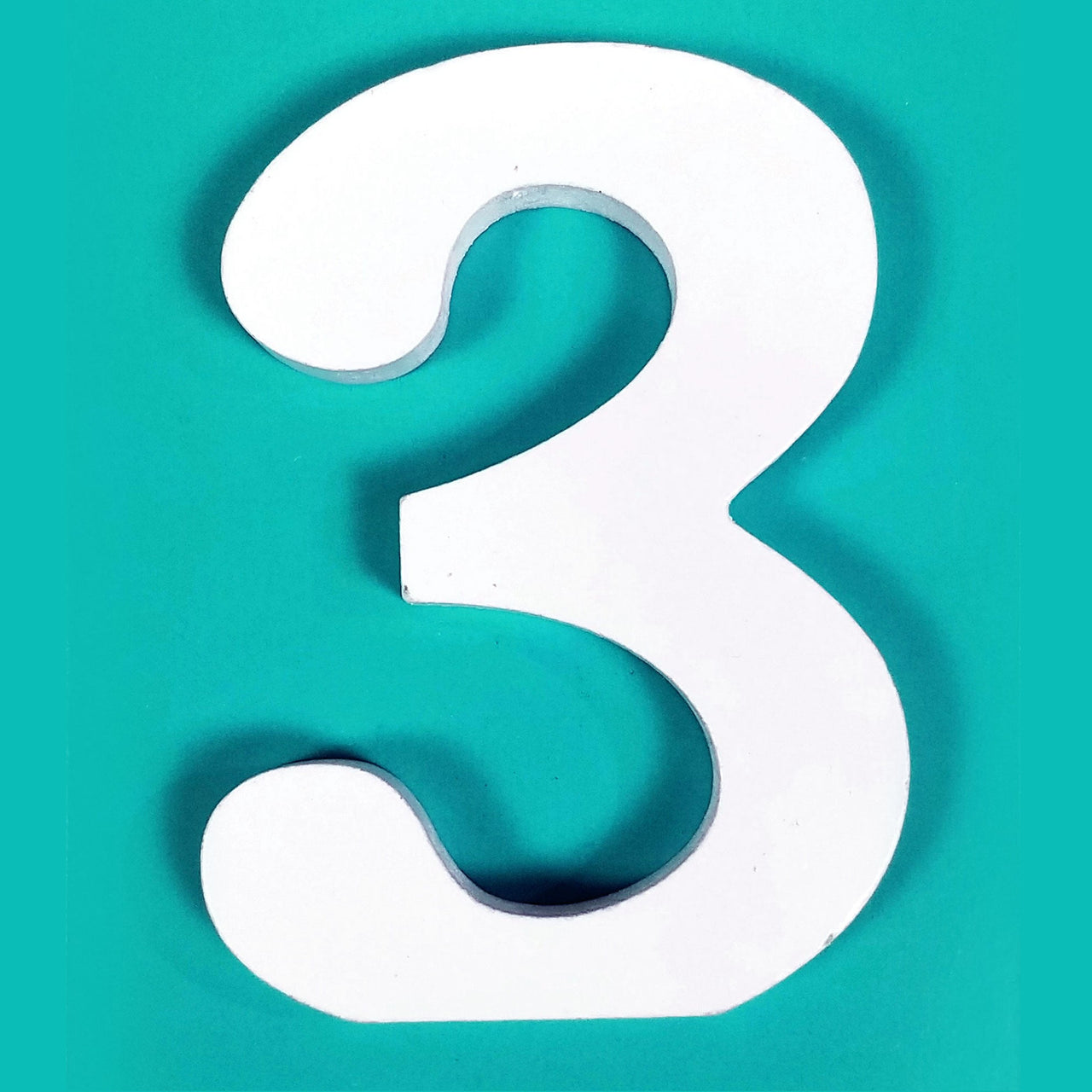 8" White Wood Number - 3 (12 Packs)