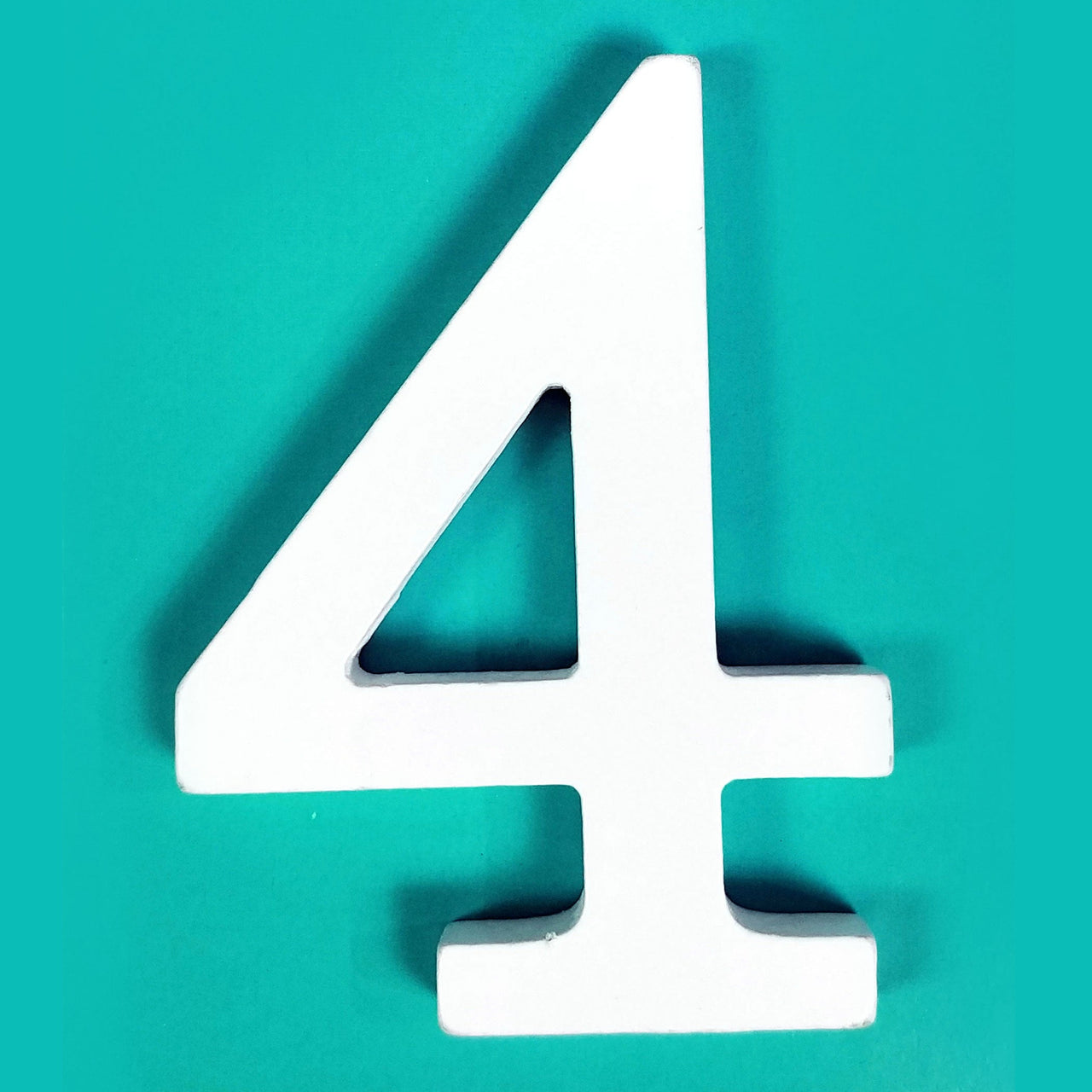 8" White Wood Number - 4 (12 Packs)