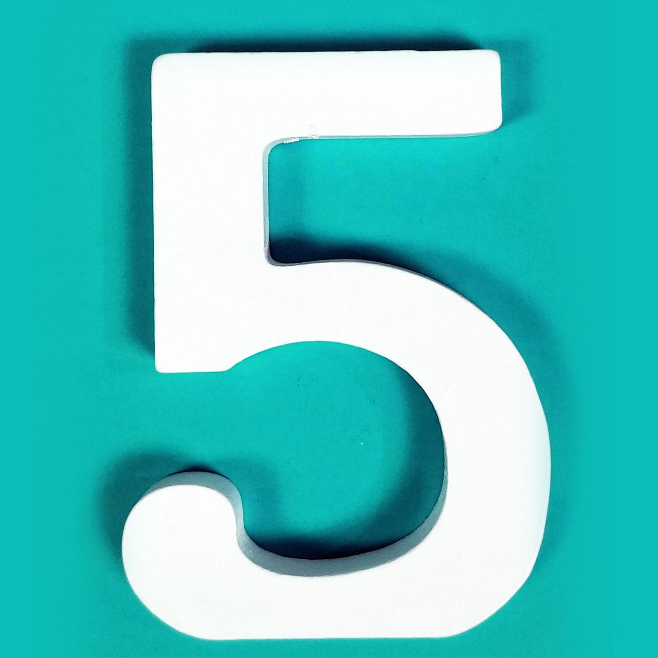 8" White Wood Number - 5 (12 Packs)