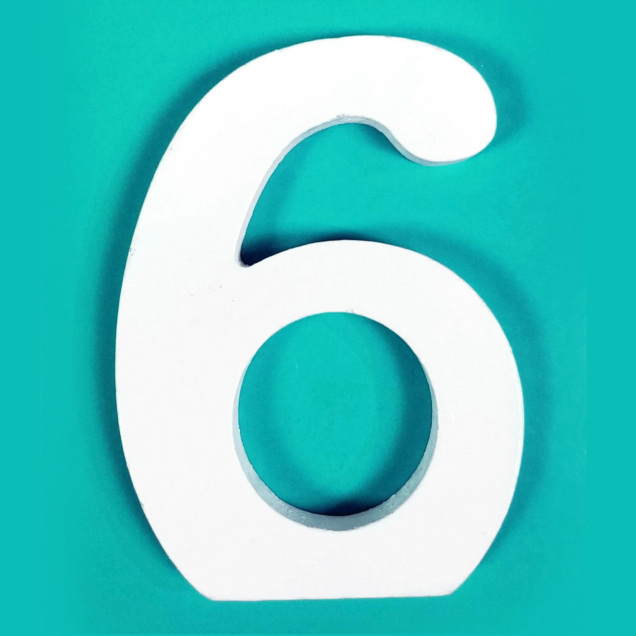 8" White Wood Number - 6 (12 Packs)