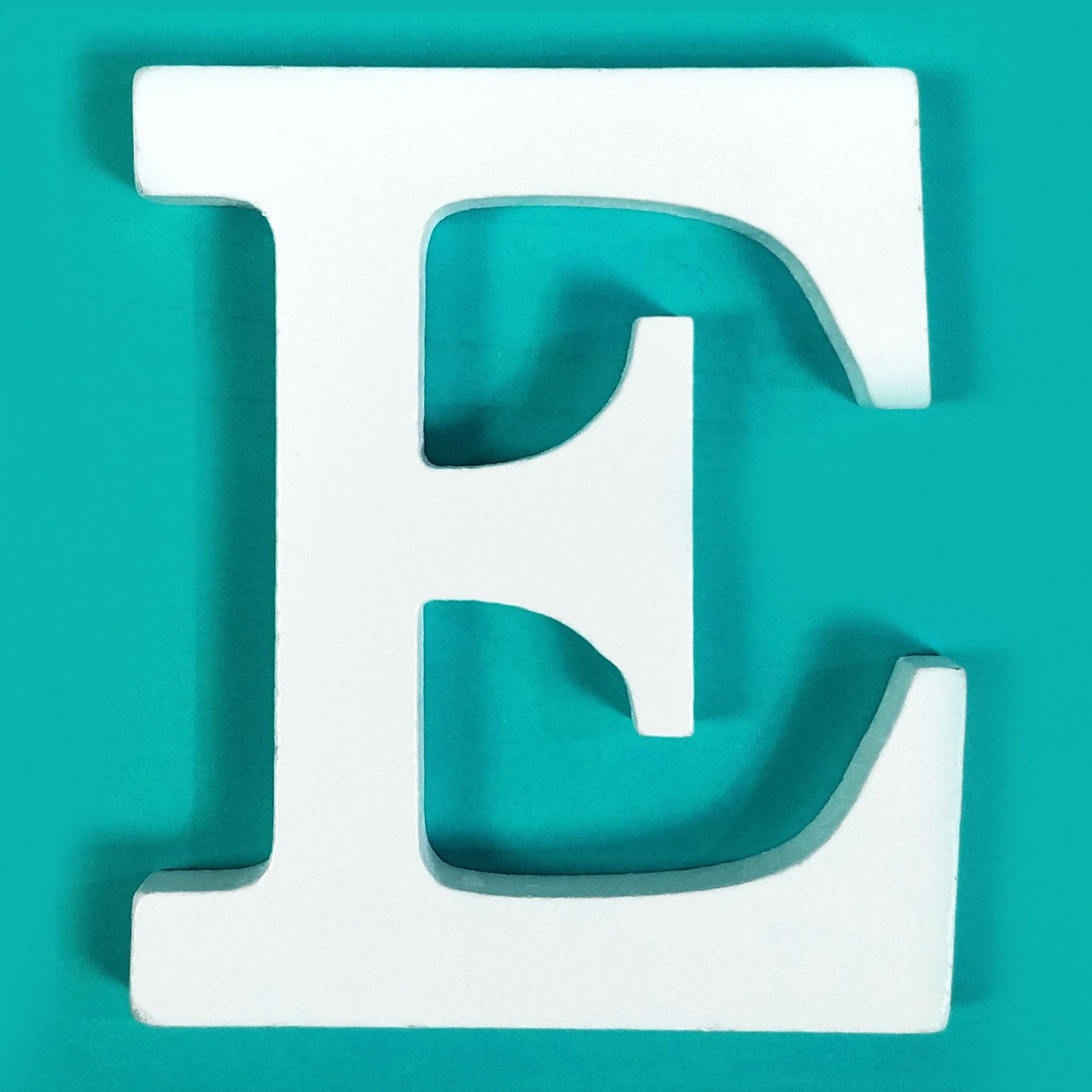 8" White Wood Letter - E (12 Packs)