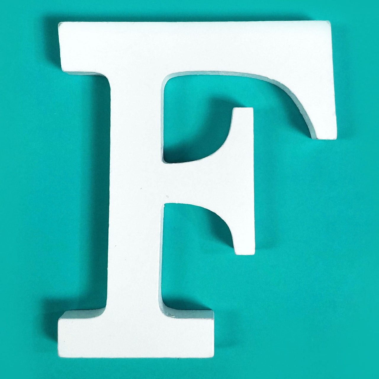 8" White Wood Letter - F (12 Packs)