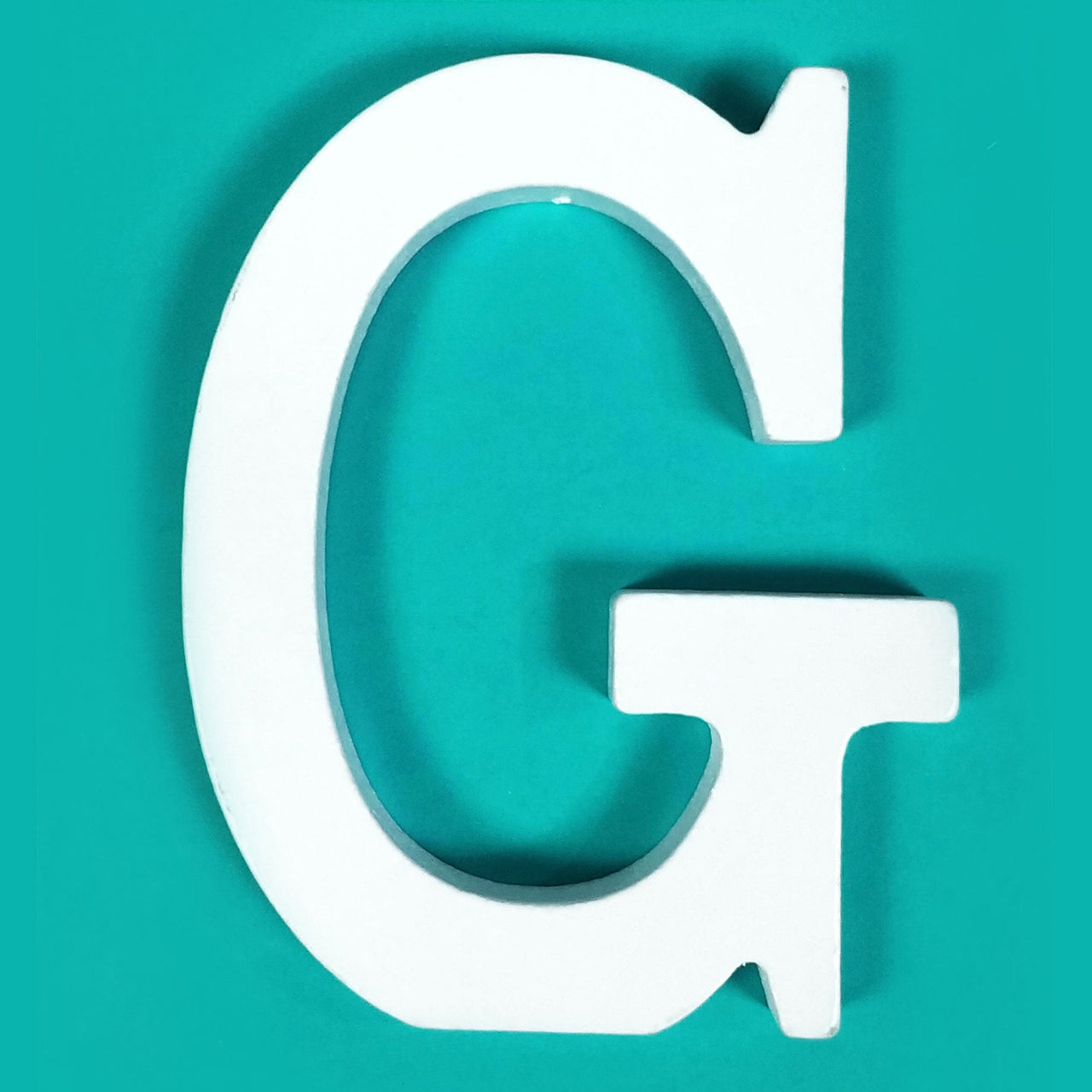 8" White Wood Letter - G (12 Packs)