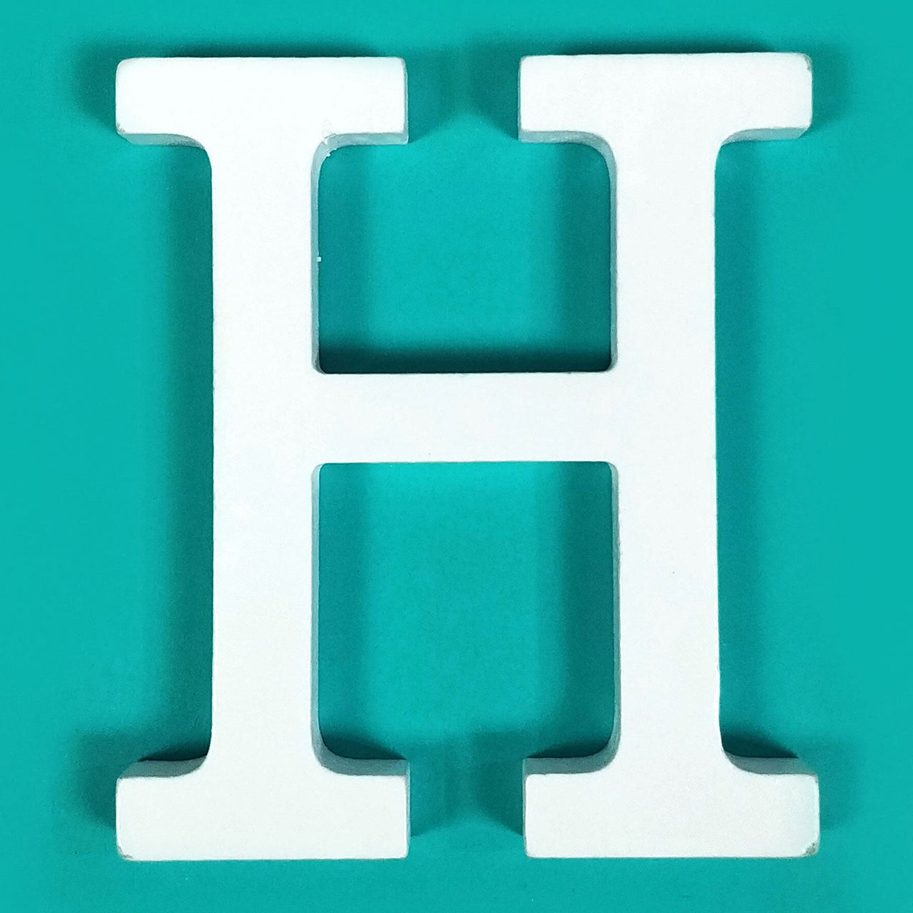 8" White Wood Letter - H (12 Packs)