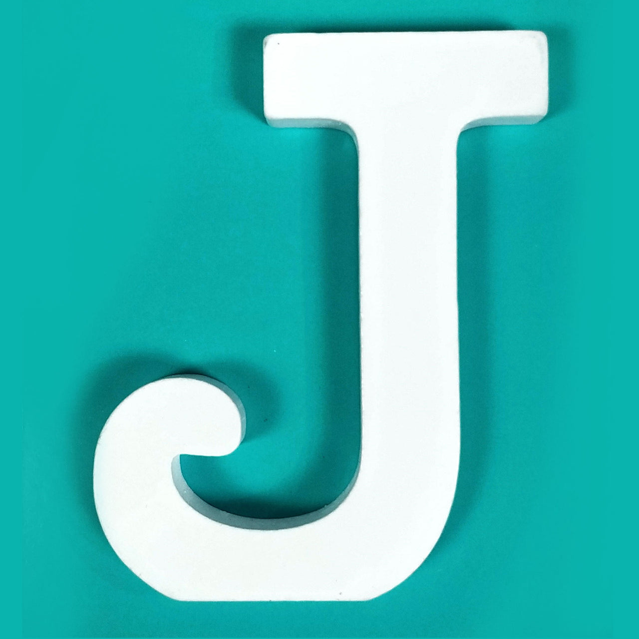 8" White Wood Letter - J (12 Packs)